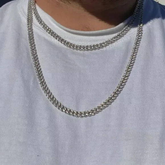 New Iced Out Miami Cuban Chain Solid 925 White - Picture 5 of 5